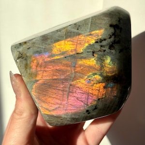 Sunset Labradorite Freeform | 0.899KG Labradorite Slab with Pink Purple Orange Flash