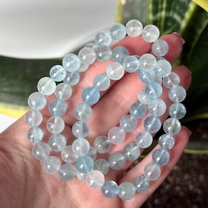Schönes Hochwertiges Aquamarin Armbänder 8mm Perlen Edelstein Armband