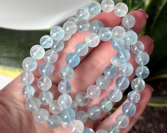 Beautiful High Quality Aquamarine Bracelets 8mm Beaded Gemstone Bracelet