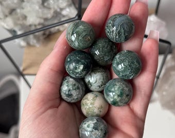 Beautiful Moss Agate Mini Sphere | Intuitively chosen 20mm Moss Agate Small Sphere