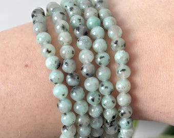 Beautiful Kiwi Jasper Bracelet | 6mm Kiwi Jasper Stretchy Beaded Bracelet