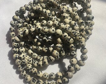 Dalmatian Jasper Bracelet for Joy & Positivity 6mm Genuine Gemstone Beaded Bracelet Natural Crystal Jewelry Gift for Spouse Gift idea