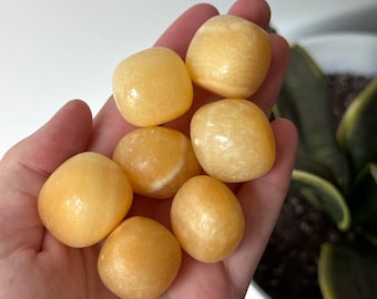 Large Orange Calcite Tumbled Stones | Orange Calcite Tumbles