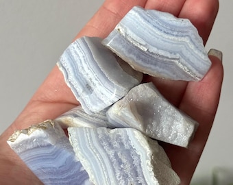 Beautiful Semi-Polished Blue Lace Agate Pieces from Namibia | Part Polished Blue Lace Agate Rough
