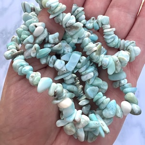 Genuine Larimar Chips Bracelet All Natural Larimar
