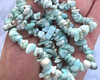 Genuine Larimar Chips Bracelet All Natural Larimar