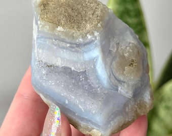 Hermosa geoda de ágata de encaje azul druzy / Ágata de encaje azul de Sudáfrica