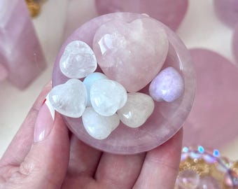 Beautiful Rose Quartz Trinket Dish | Small Rose Quartz Bowl