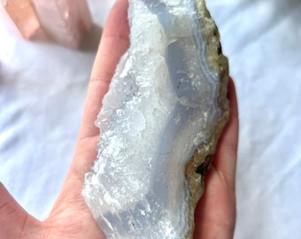 Raw Blue Lace Agate Specimen with tons of Druze Unpolished Blue Lace Agate Druzy Blue Lace Agate