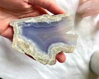 Raw Blue Lace Agate Slice 4.6oz Blue Lace Agate slab