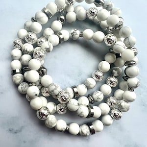 Howlite Diffuser Bracelet Handcrafted Gemstone Bracelet for Anger Essential Oil Bracelet