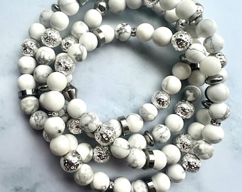 Howlite Diffuser Bracelet Handcrafted Gemstone Bracelet for Anger Essential Oil Bracelet