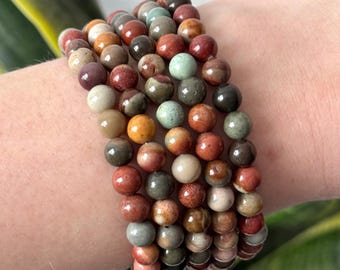 Beautiful Polychrome Jasper Bracelets 6mm Handmade