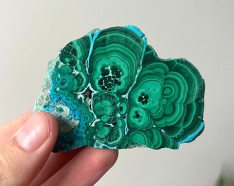 Gorgeous Malachite on Chrysocolla Mini Slab | Malachola Chrysocolla Malachite Slice