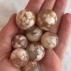 Mini Flower Agate Spheres - Crystal Sphere Flower Agate Carving
