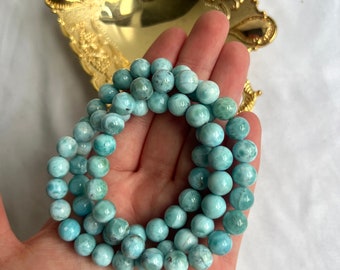 ラリマー 本物ブレスレット ~ 7 インチ ~ 12 mm タンブルビーズ - Etsy