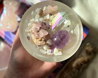 Beautiful Selenite Charging Bowl | Satin Spar Dish