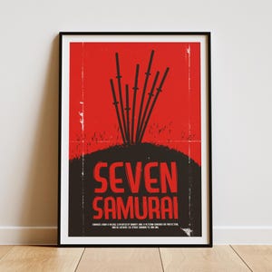 Seven Samurai Poster – Vintage Japanese Samurai Movie Art, Akira Kurosawa Film Print, Minimalist Katana Wall Decor, Cinema Digital Download
