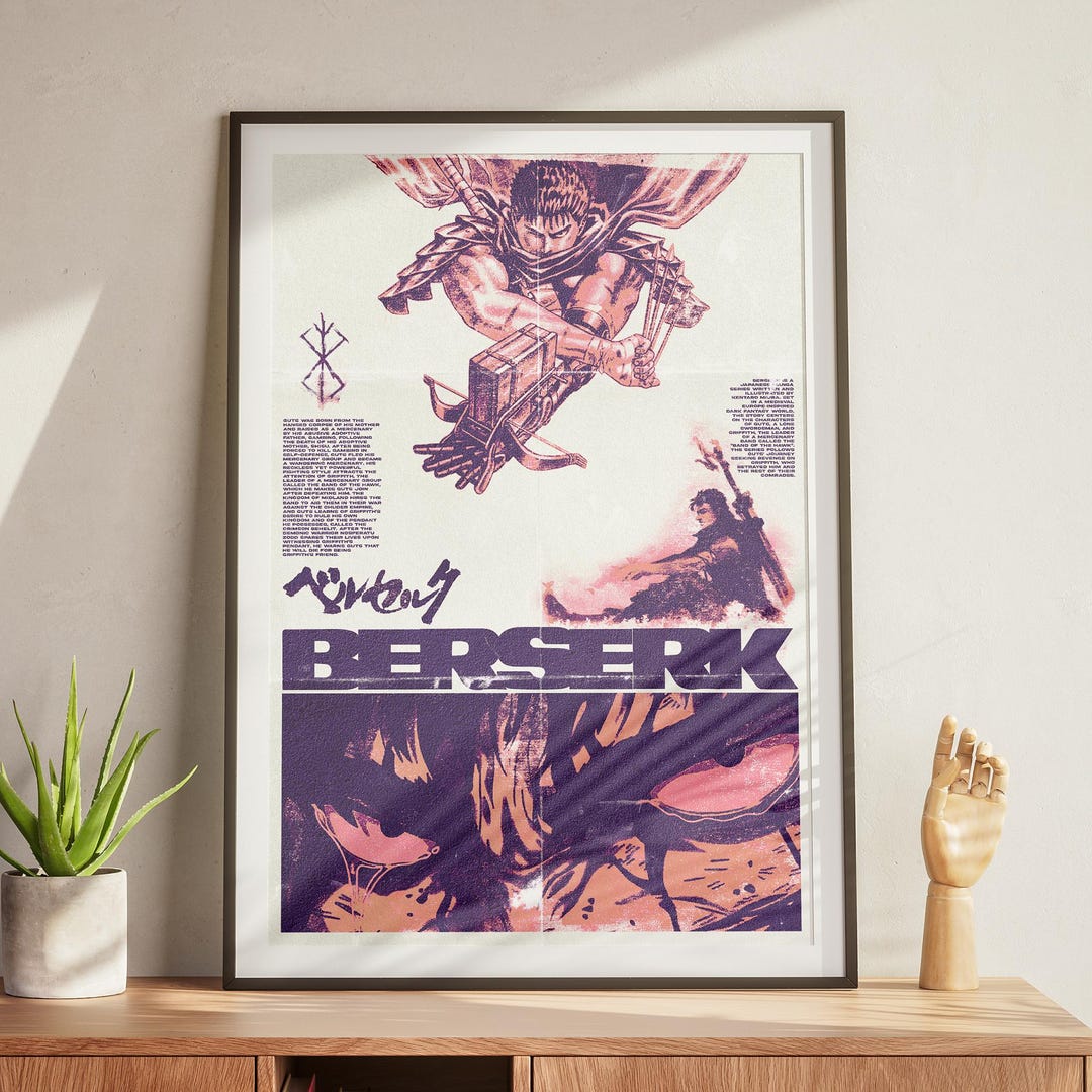 Berserk Anime Poster – Guts Manga Art Print, Dark Fantasy Wall Decor ...