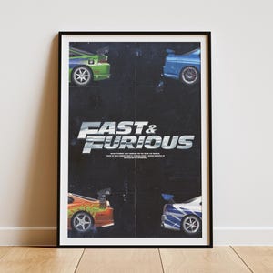 Fast & Furious Movie Poster | Iconic Cars Wall Art | Street Racing Car Poster | Garage Decor | Gift for Car Lovers | Digital Download