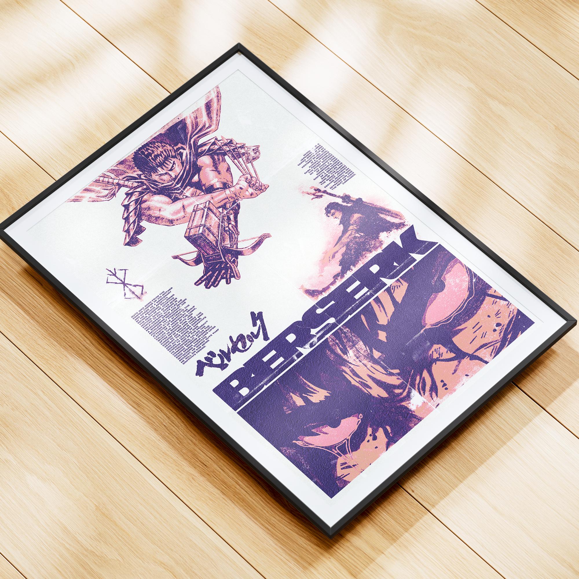 Berserk Anime Poster – Guts Wall Art, Dark Fantasy Manga Print, Retro ...