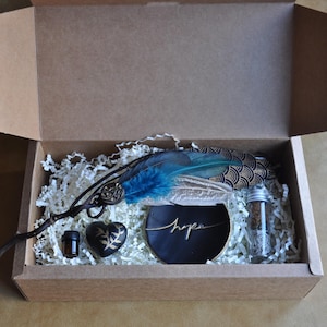 Ritual Offering Box, Spiritual Gift Set for Meditation & Mindfulness, Altar Starter Kit with Anointing Oil, Custom Incense, and Feather Wand