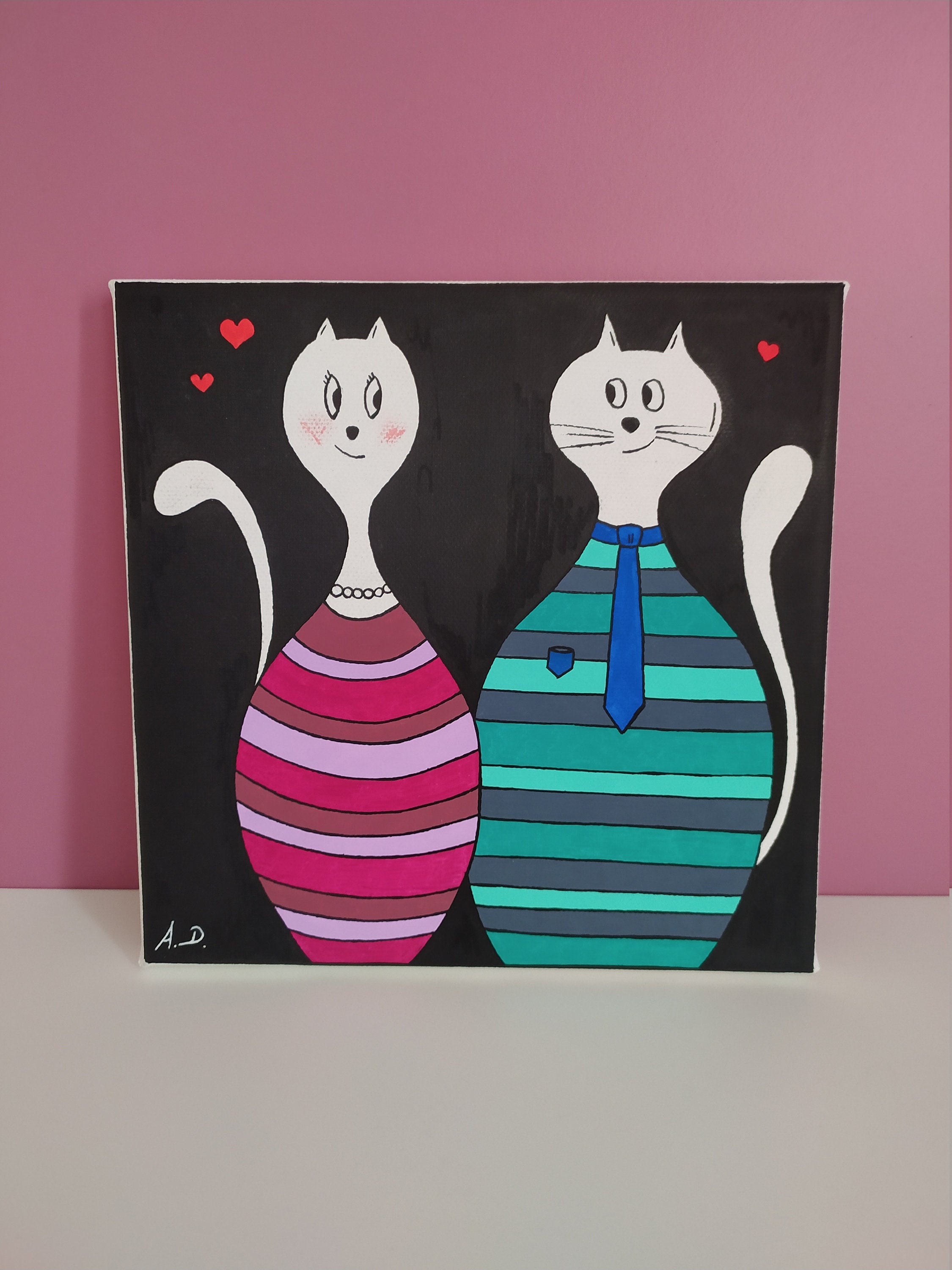 Tableau Toile Les Chats Amoureux