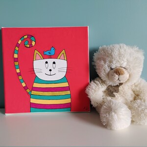Painting canvas &quot;The Cat and the Bird&quot;