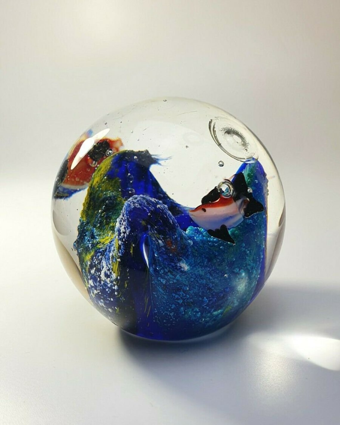 Vintage murano art paperweight with fish inside transparent Etsy