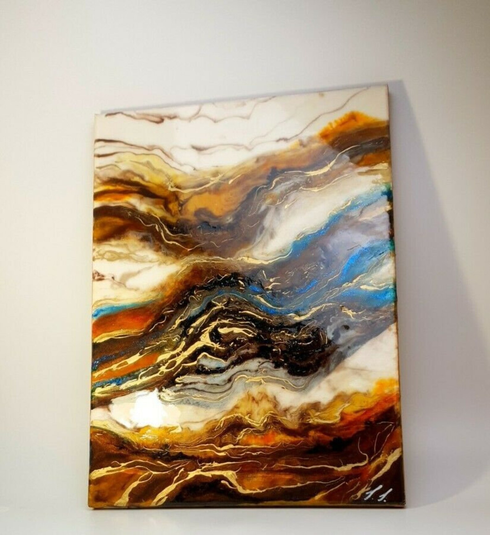 Handmade epoxy resin artwork painting canvas marble patterned Etsy