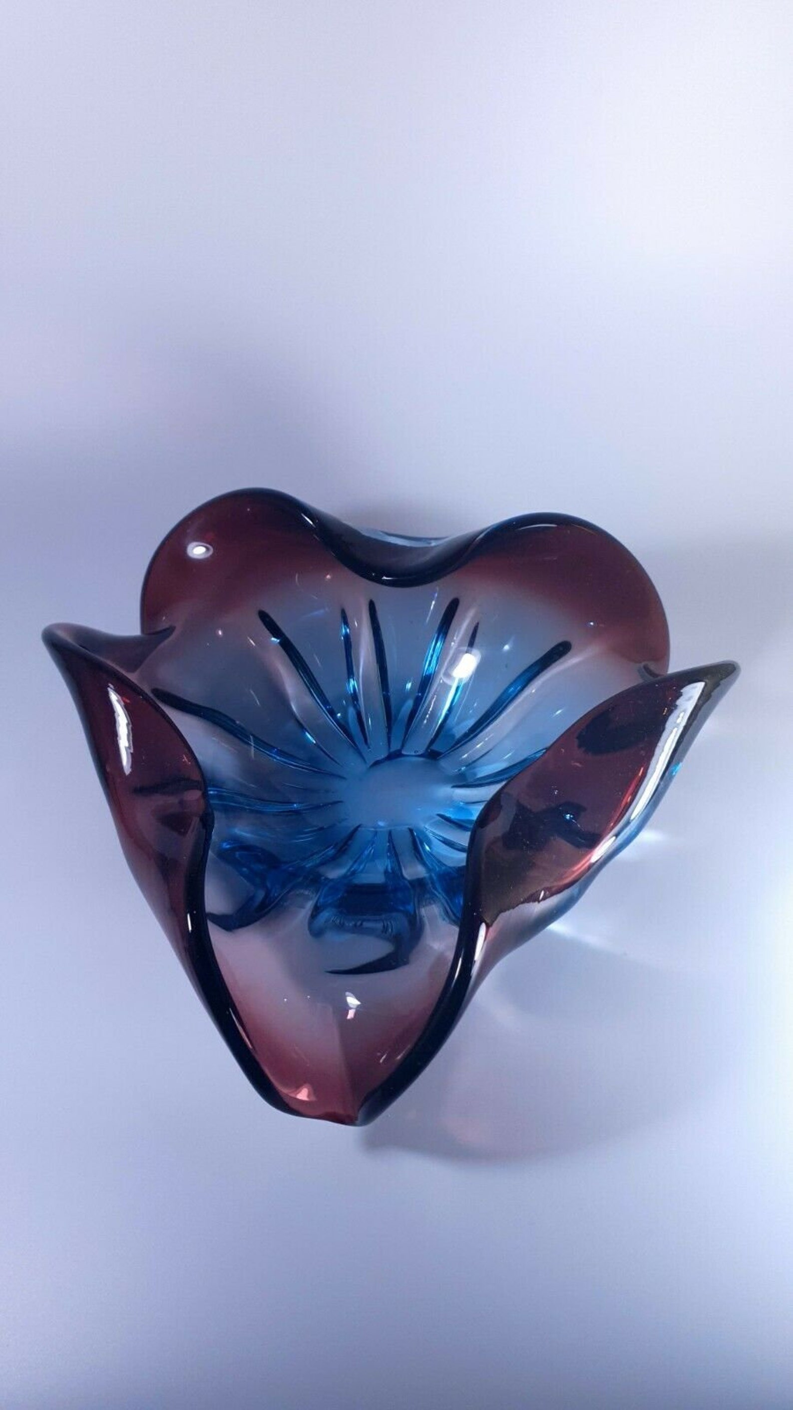 Vintage murano glass flower shape bowl sommerso style rich Etsy