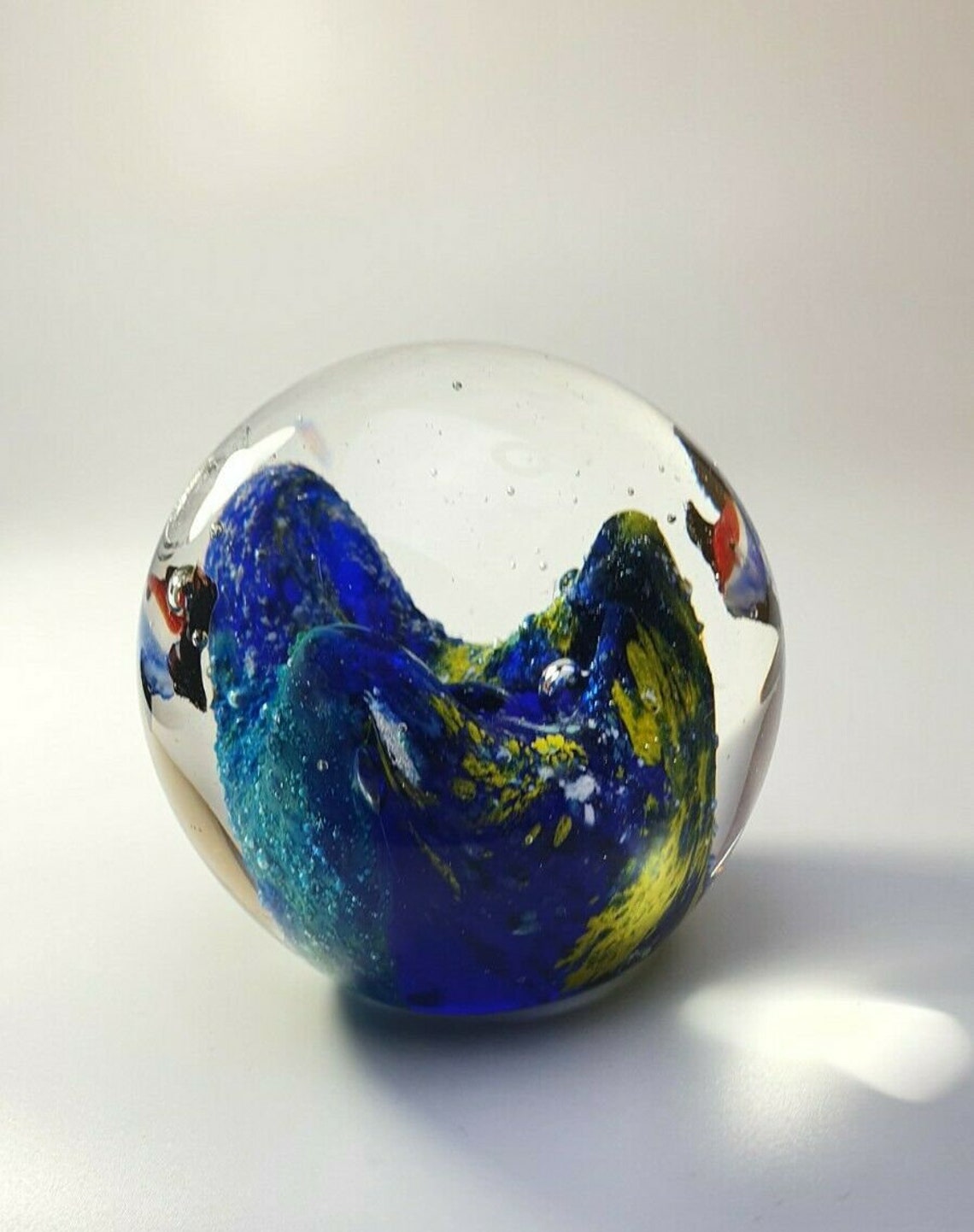 Vintage murano art paperweight with fish inside transparent Etsy