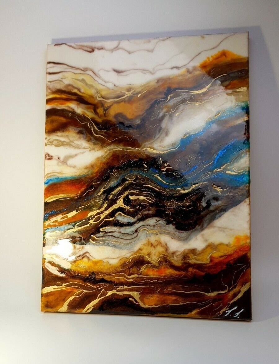 Handmade epoxy resin artwork painting canvas marble patterned Etsy