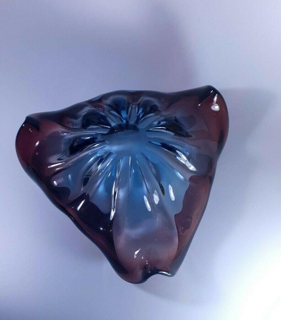 Vintage murano glass flower shape bowl sommerso style rich Etsy