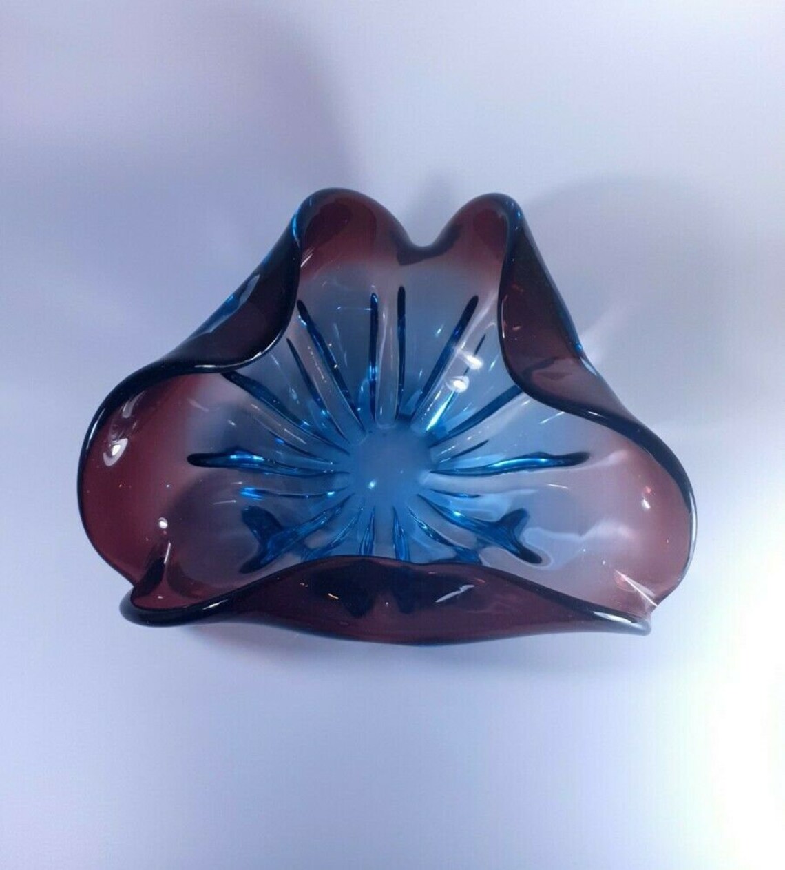 Vintage murano glass flower shape bowl sommerso style rich Etsy