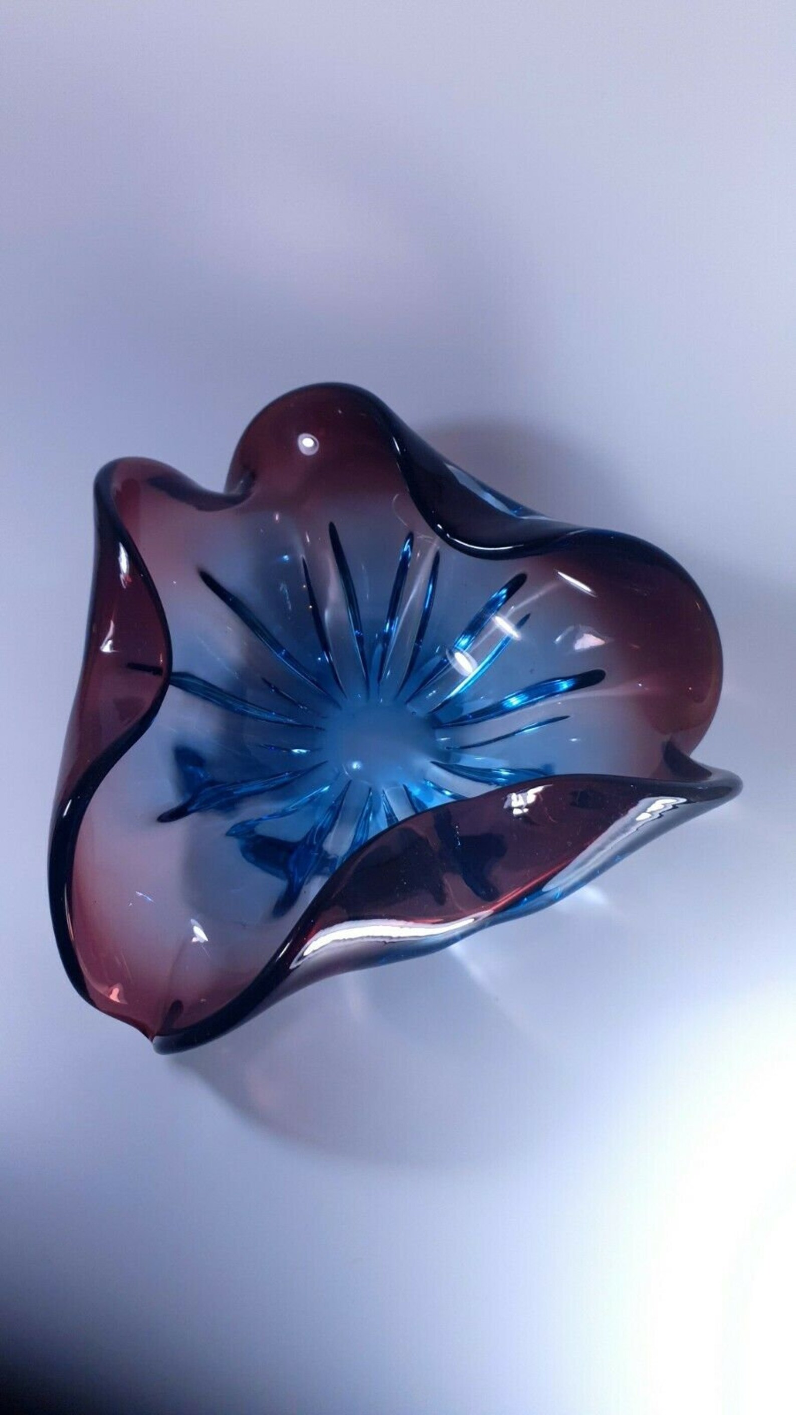 Vintage murano glass flower shape bowl sommerso style rich Etsy