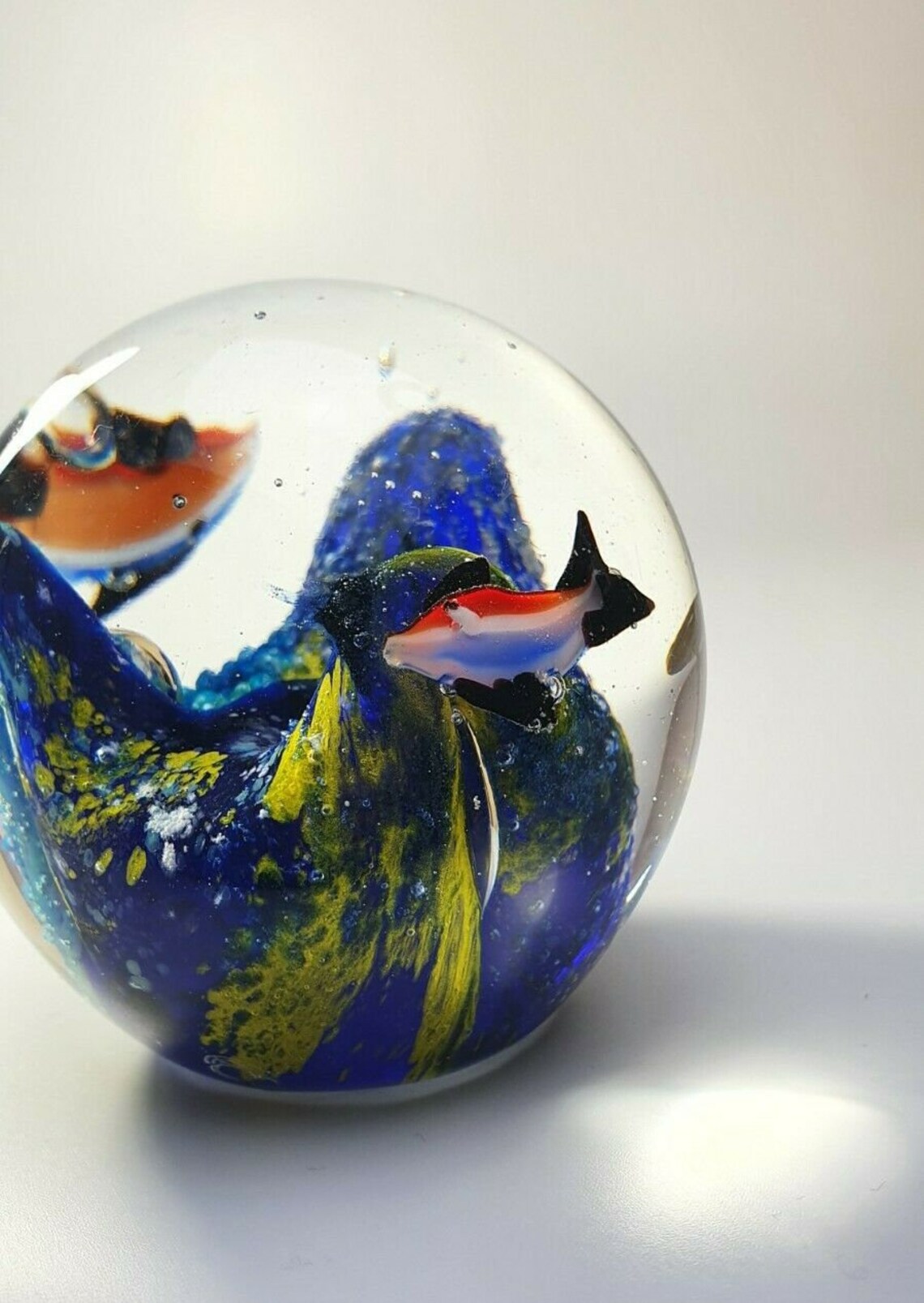 Vintage murano art paperweight with fish inside transparent Etsy