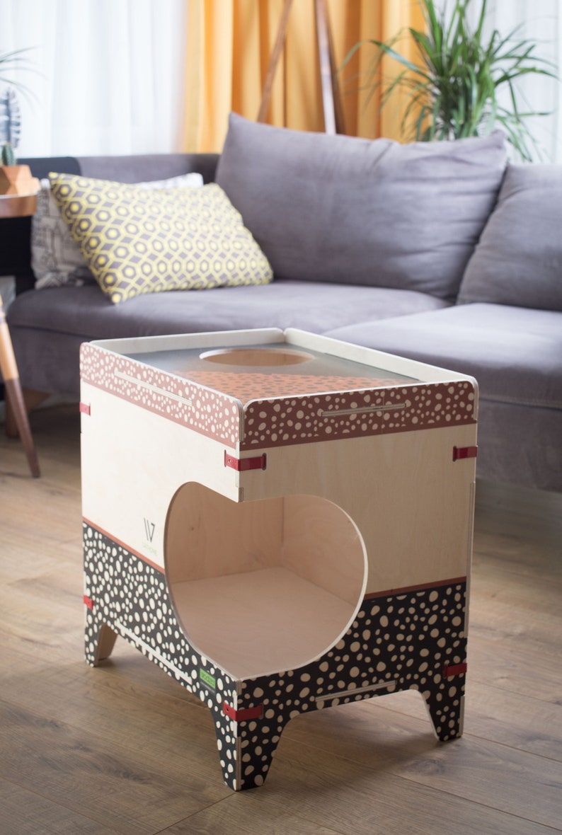 Modern Cat House Indoor Dog and Cat House Personalized Cat House Pet Furniture Woodenvita Personalized Easy Assemble Wooden Pet House