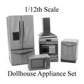 1/12TH Scale Miniature Dollhouse Stove, Refrigerator, and Dishwasher, Microwave & Hood set. 3D Printed Dollhouse Furniture.