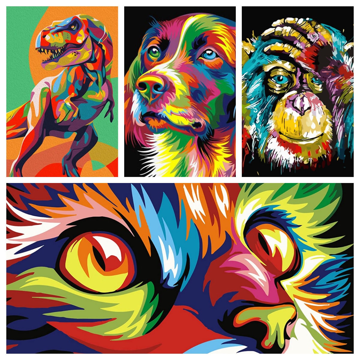  Paint by Numbers, Cats Paint by Numbers for Adults Beginner,  DIY Abstract Multicolored Neon Portrait of Three Curious Cats Paint by  Number with 3 Brushes and Acrylic Pigment, 16x20 Inches (Frameless) 