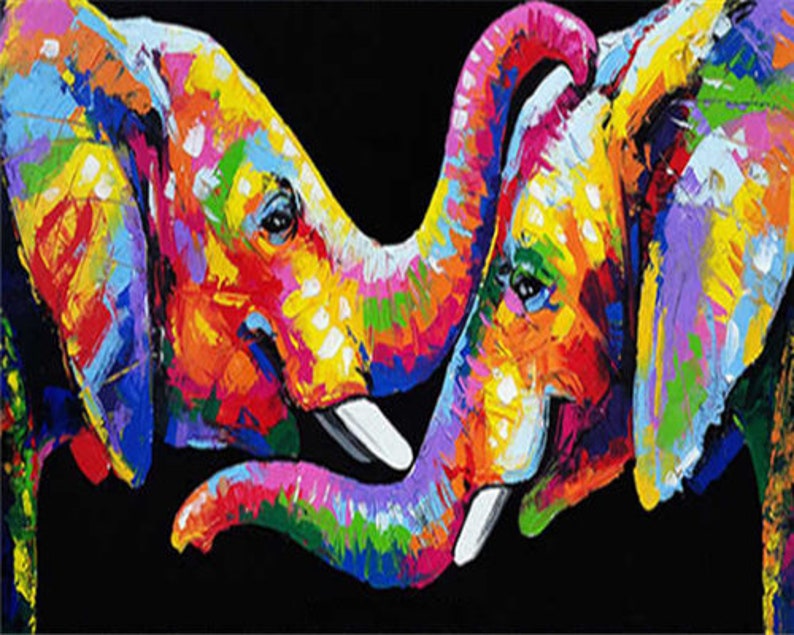 Paint by Number for Adults Elephant Paint by Number Kit DIY Etsy