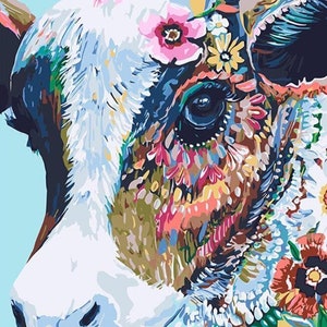 Floral Fields Cow Portrait DIY Set Painting by Numbers Art Design Wall  Decor Set for Own Painting Set DIY Paint by Number for Adults JD0440 