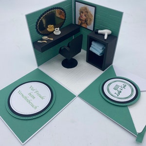 Explosionsbox Friseur, Salon, z. B. als Gutschein oder als Geschenk zur Saloneröffnung/Jubiläum