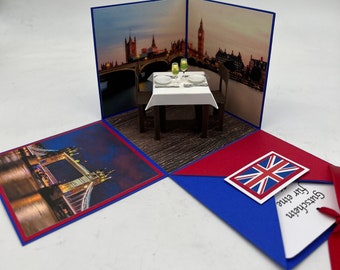 Explosion box England, London, personalized birthday gift, personal voucher packaging