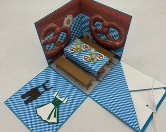 Caja explosiva Oktoberfest, carpa de cerveza, embalaje de cupones, embalaje original de dinero