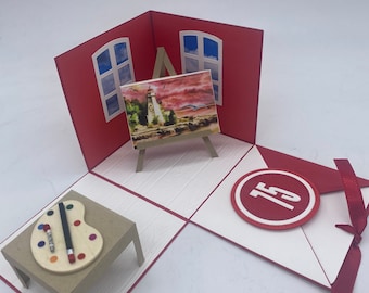 Explosion box as a gift for artists, voucher for a painting course or as an original money packaging for Christmas