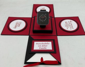 Explosionsbox Uhr, Gutschein oder originelle Geldverpackung für eine Uhr
