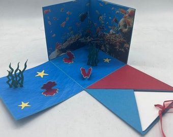 Explosion box as an original voucher for diving lessons, personalized money packaging