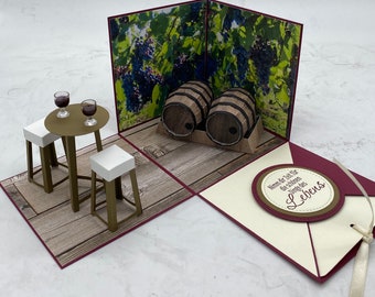 Explosion box as an original voucher for a wine tasting, personalized Christmas gift, personal money packaging