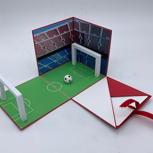 Explosionsbox für Fußballer oder als Gutschein für ein Fußballspiel, Verpackung für Geld oder Fußballkarten, Gutscheinverpackung